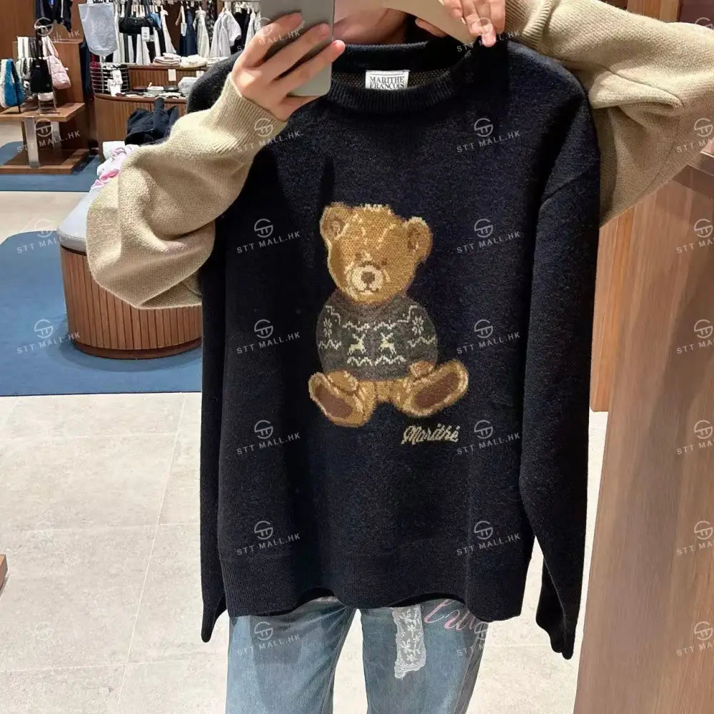 韓國 Marithe Francois Girbaud Doodle Bear Knit Pullover【MD055】 一般商品