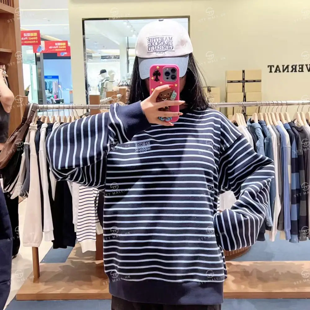 韓國 Marithe Francois Girbaud Small Classic Logo Stripe Sweatshirt【MD132】 一般商品