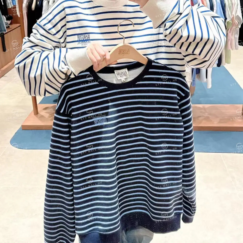 韓國 Marithe Francois Girbaud Small Classic Logo Stripe Sweatshirt【MD132】 一般商品