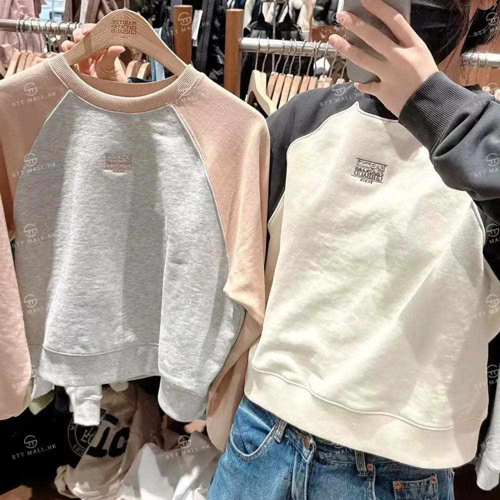 韓國 Marithe Francois Girbaud W Block Classic Logo Raglan Crop Sweatshirt【MD131】 一般商品