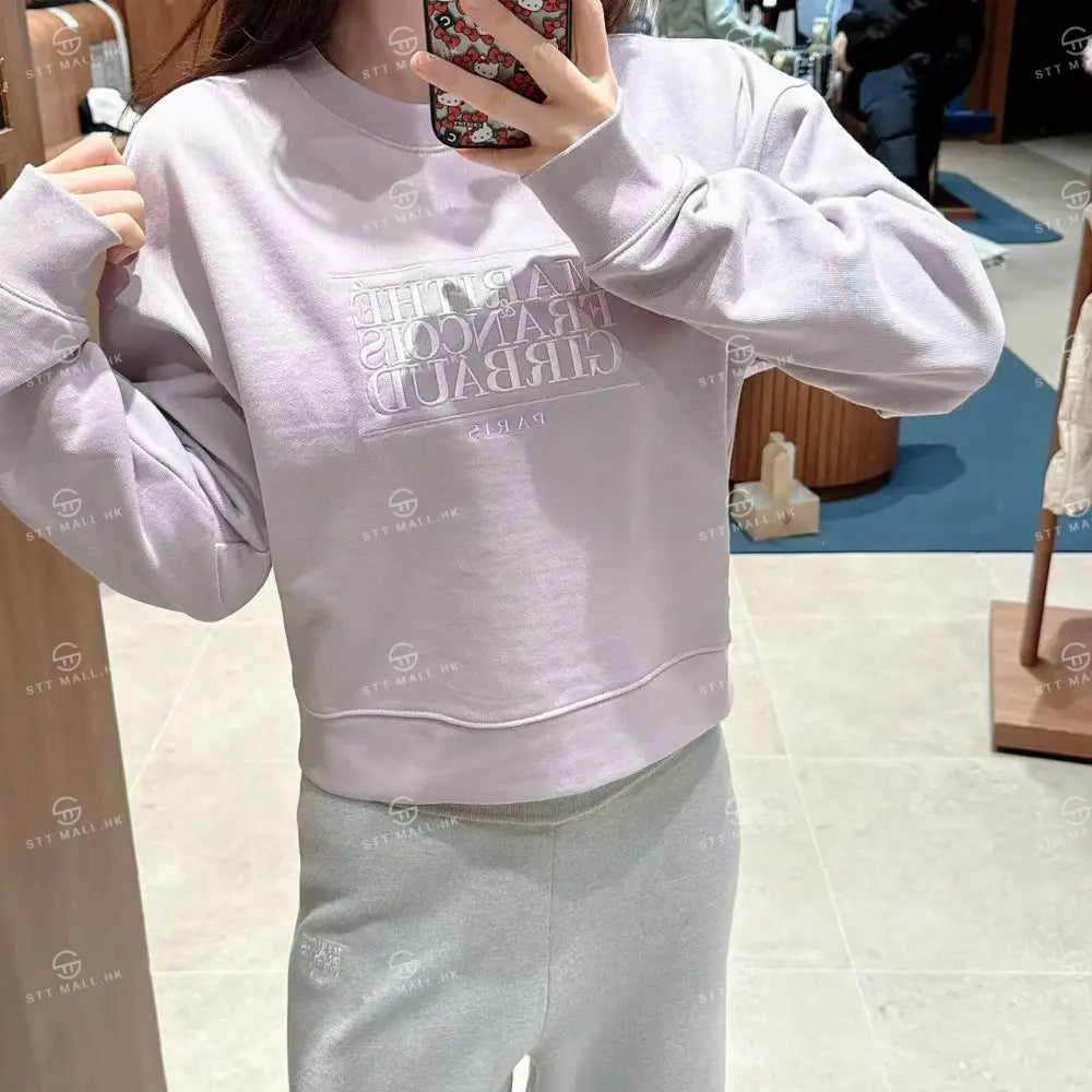 韓國 Marithe Francois Girbaud W Classic Logo Crop Sweatshirt【MD088】 一般商品