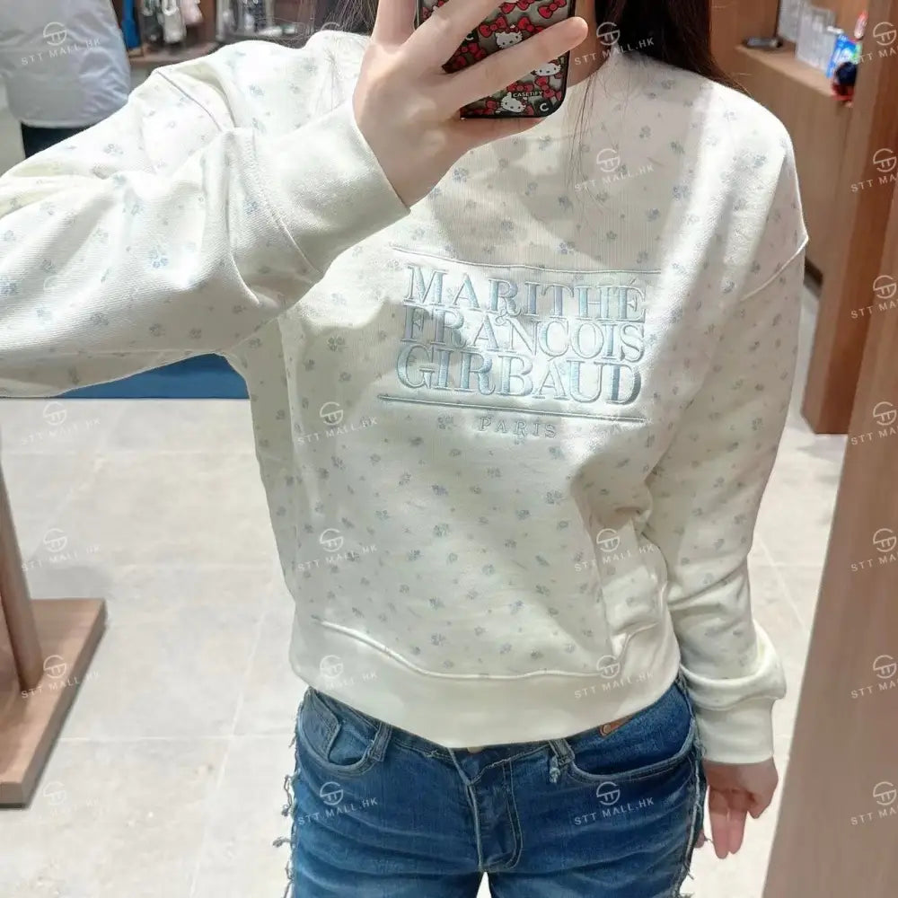 韓國 Marithe Francois Girbaud W Classic Logo Crop Sweatshirt【MD088】 一般商品