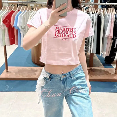 韓國 Marithe Francois Girbaud W Classic Logo Crop Tee【MD043】