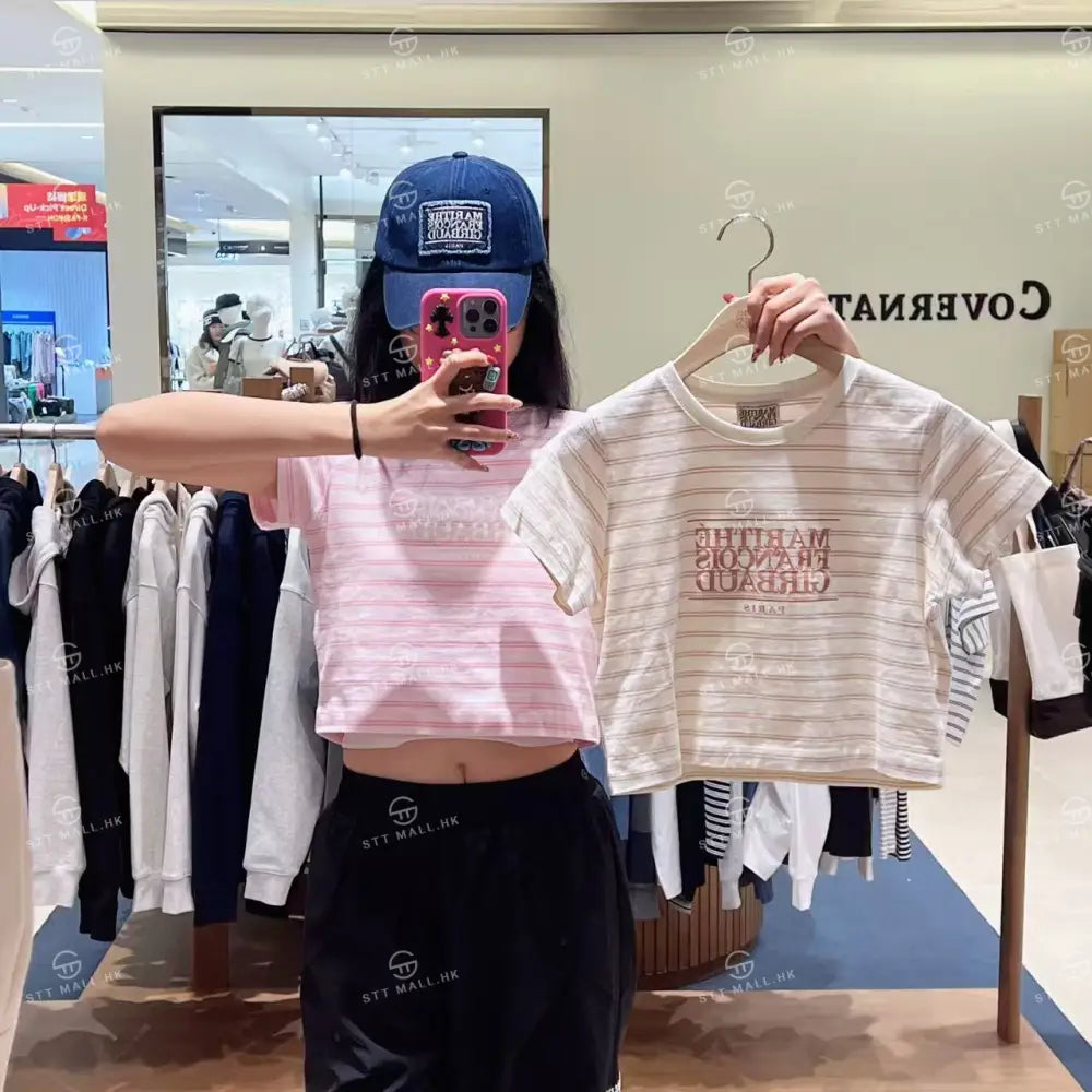 韓國 Marithe Francois Girbaud W Classic Logo Crop Tee【MD149】 Ivory / S 一般商品