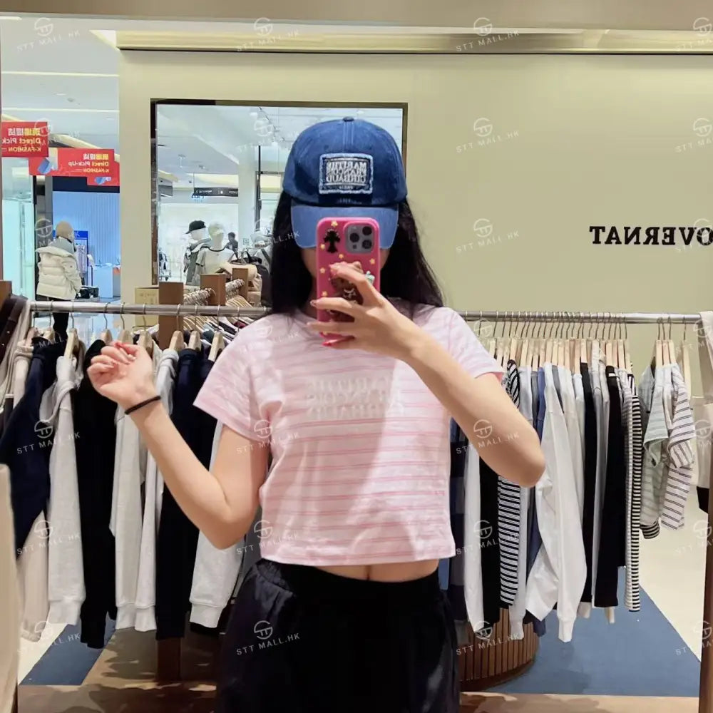 韓國 Marithe Francois Girbaud W Classic Logo Crop Tee【MD149】 Pink / S 一般商品