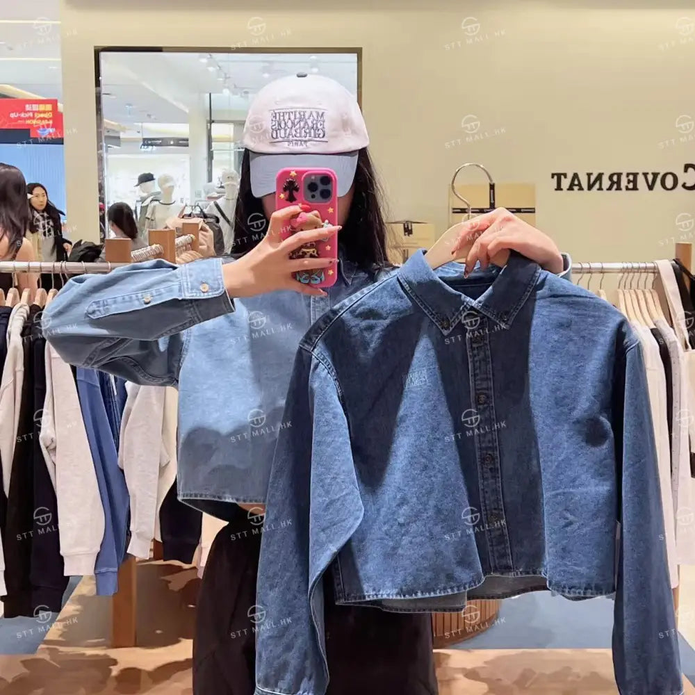 韓國 Marithe Francois Girbaud W Crop Denim Shirt【MD177】 Blue / S 一般商品