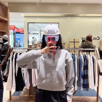 韓國 Marithe Francois Girbaud W Small Classic Logo Half Zipup Crop Sweatshirt【MD135】