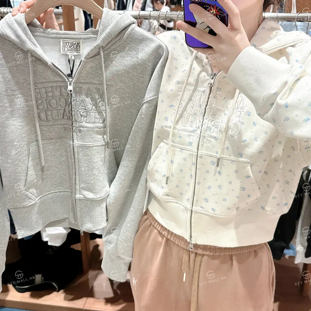 韓國 Marithe Francois Girbaud Women’s Classic Logo Crop Hoodie Zipup【MD117】 一般商品