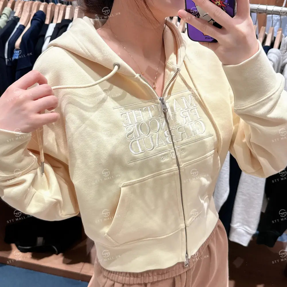 韓國 Marithe Francois Girbaud Women’s Classic Logo Crop Hoodie Zipup【MD117】 一般商品