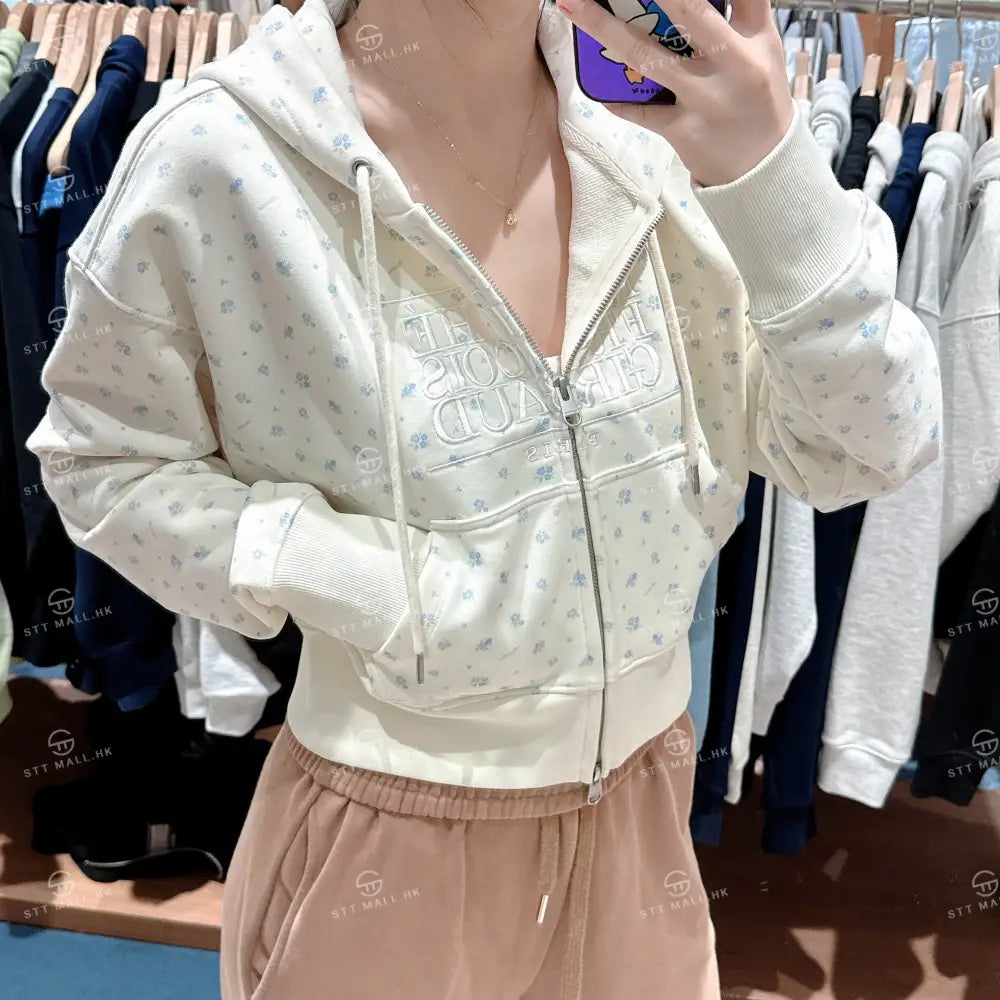 韓國 Marithe Francois Girbaud Women’s Classic Logo Crop Hoodie Zipup【MD117】 一般商品