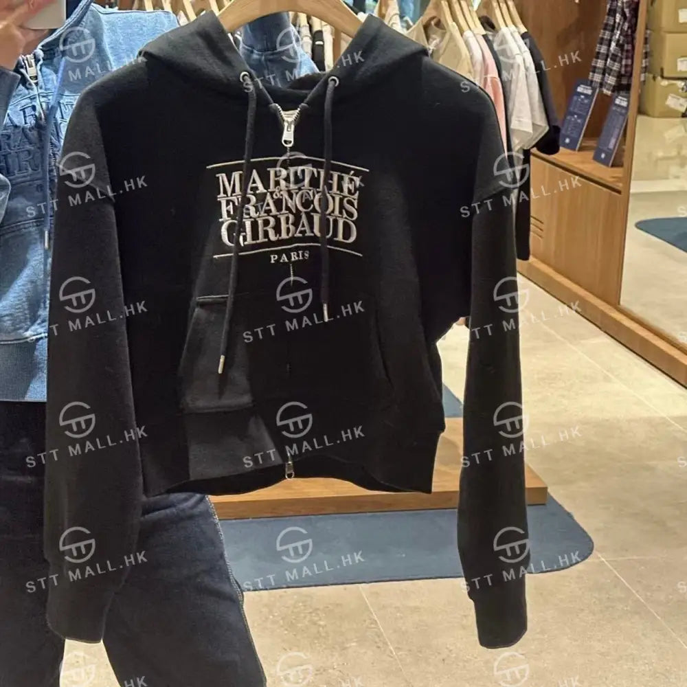 韓國 Marithe Francois Girbaud Women’s Embroidery Classic Logo Crop Hoodie Zipup【MD086】 一般商品