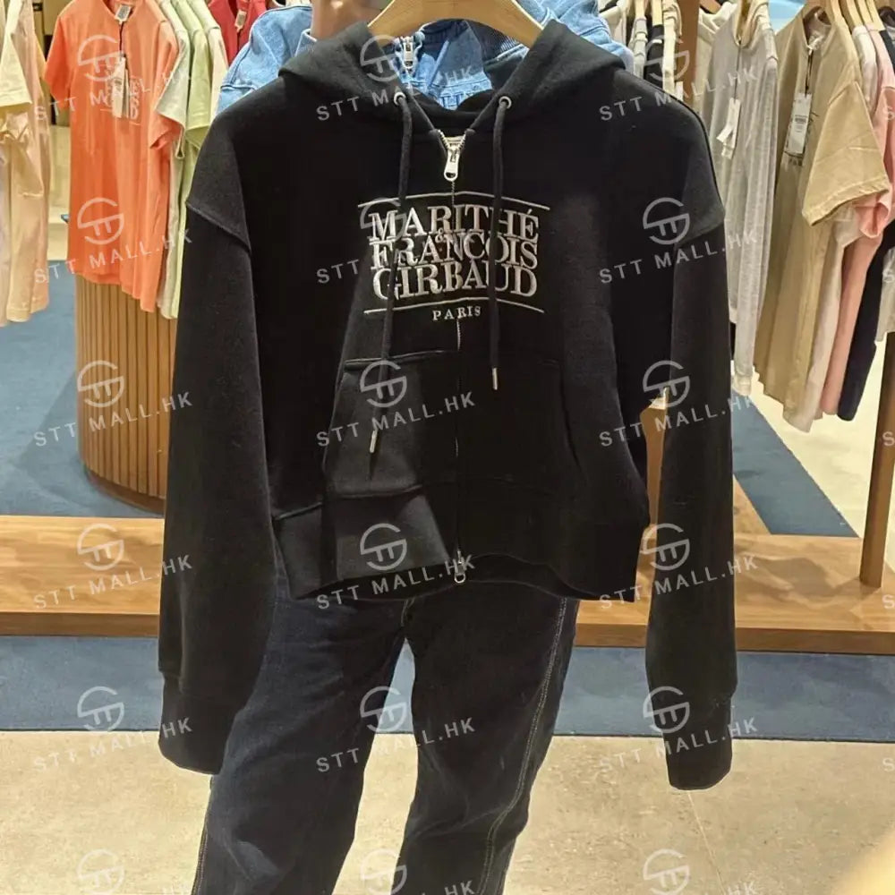 韓國 Marithe Francois Girbaud Women’s Embroidery Classic Logo Crop Hoodie Zipup【MD086】 一般商品