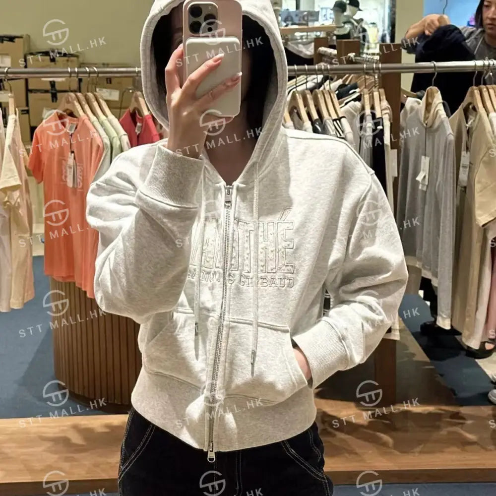 韓國 Marithe Francois Girbaud Women’s Lace Applique Crop Hoodie Zipup【MD085】 一般商品