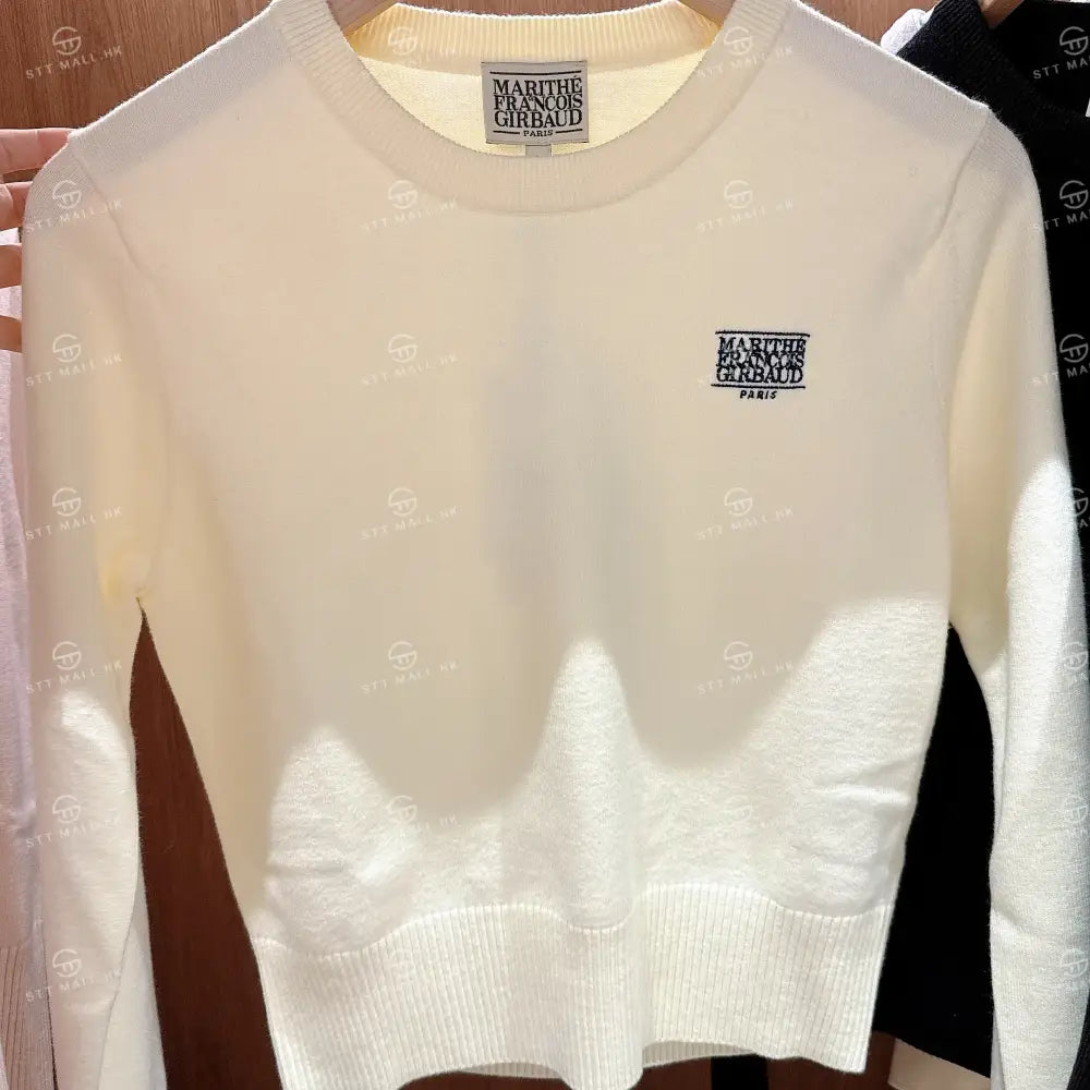 韓國 Marithe Francois Girbaud Women’s Small Classic Logo Crop Knit Pullover【MD118】 Ivory / S 一般商品
