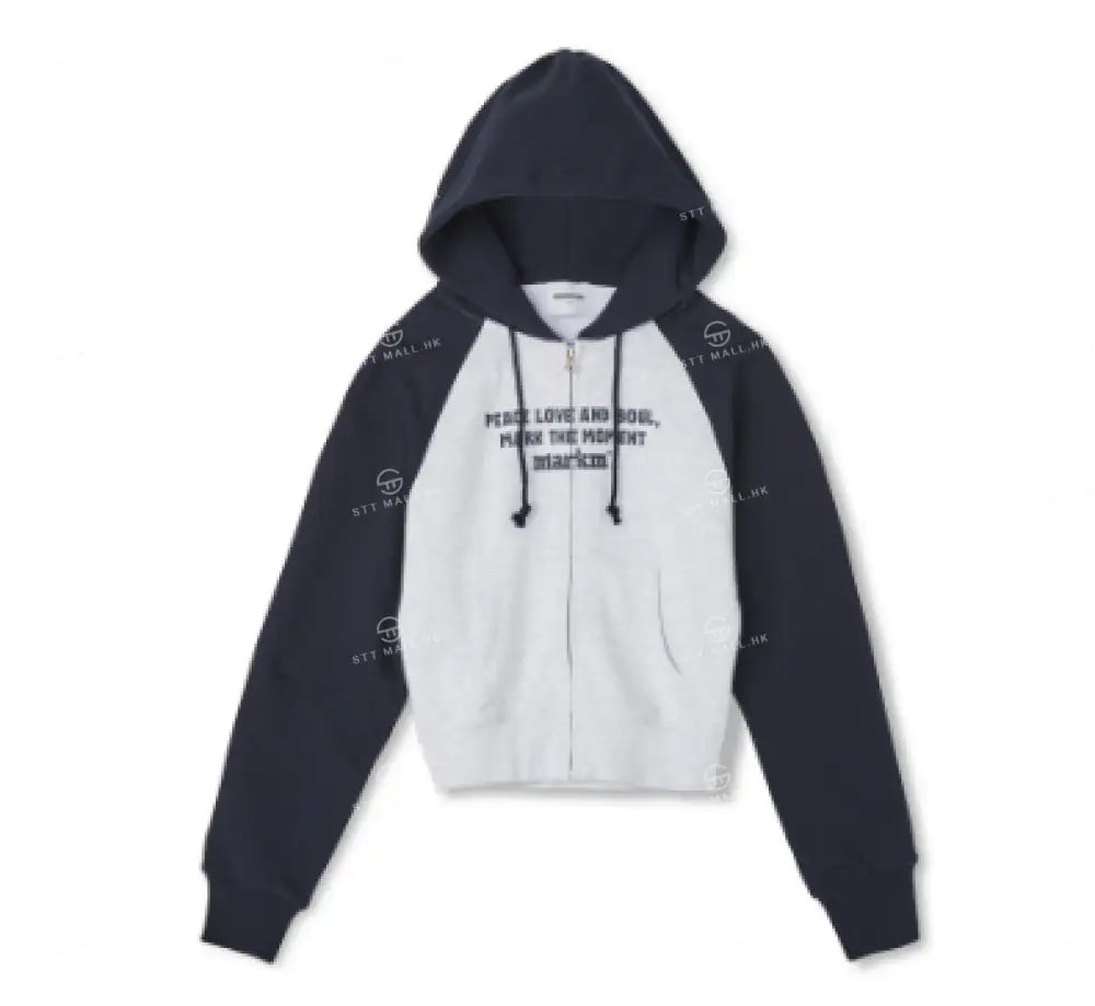 韓國 Markm SLOGAN RAGLAN HOODIE ZIP-UP【MA064】 - STT Mall HK 靚太網購