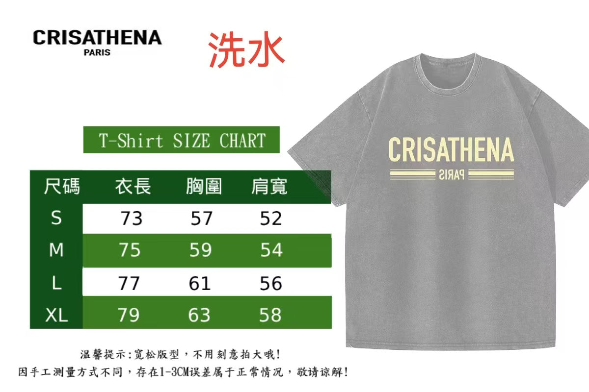 Crisathena Paris Stone Washed T-shirt【SS027】