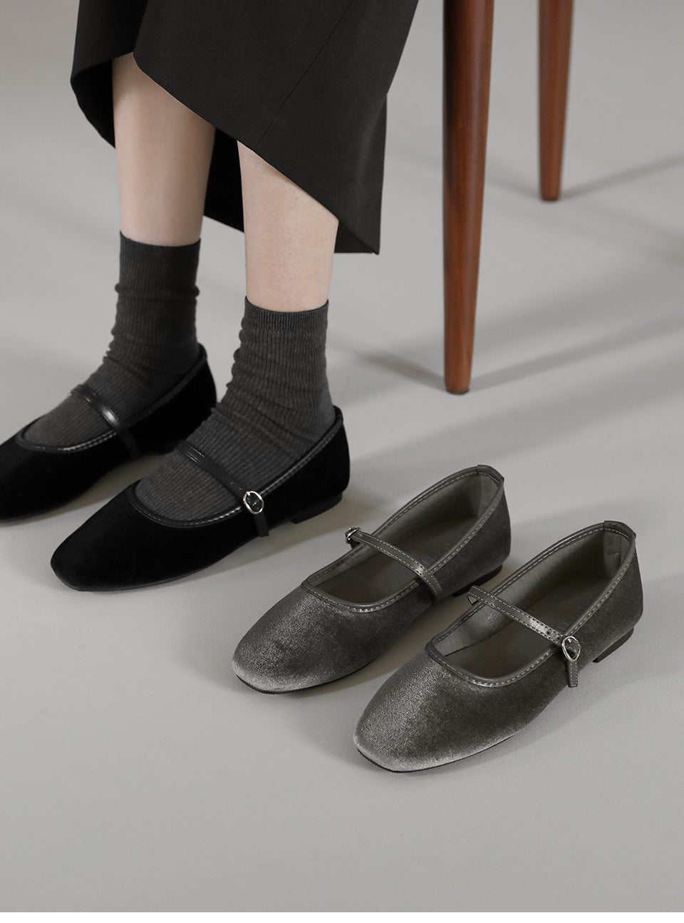 韓國 Sappun Kayla Velvet Mary Jane Flats (1cm)【AU022】