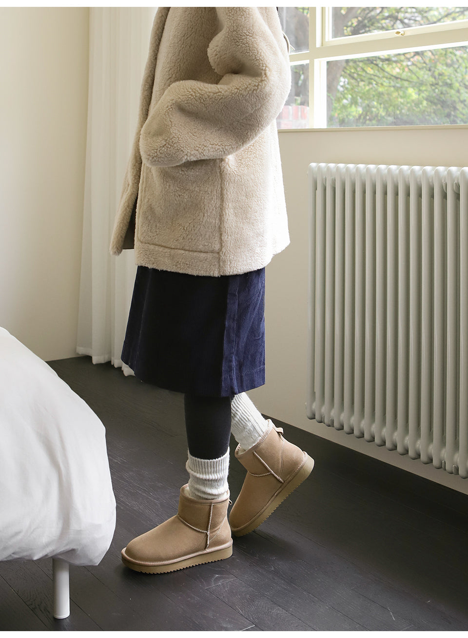 韓國 Sappun Jenli Natural Leather Fur-lined Shearling Boots (3cm) 短款【AU044】