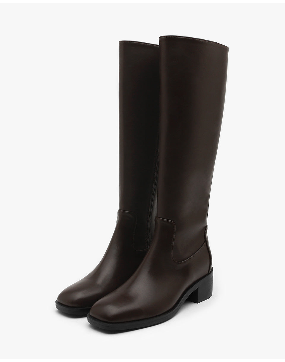 韓國 Sappun Everly Square Long Boots (5cm)【AU059】