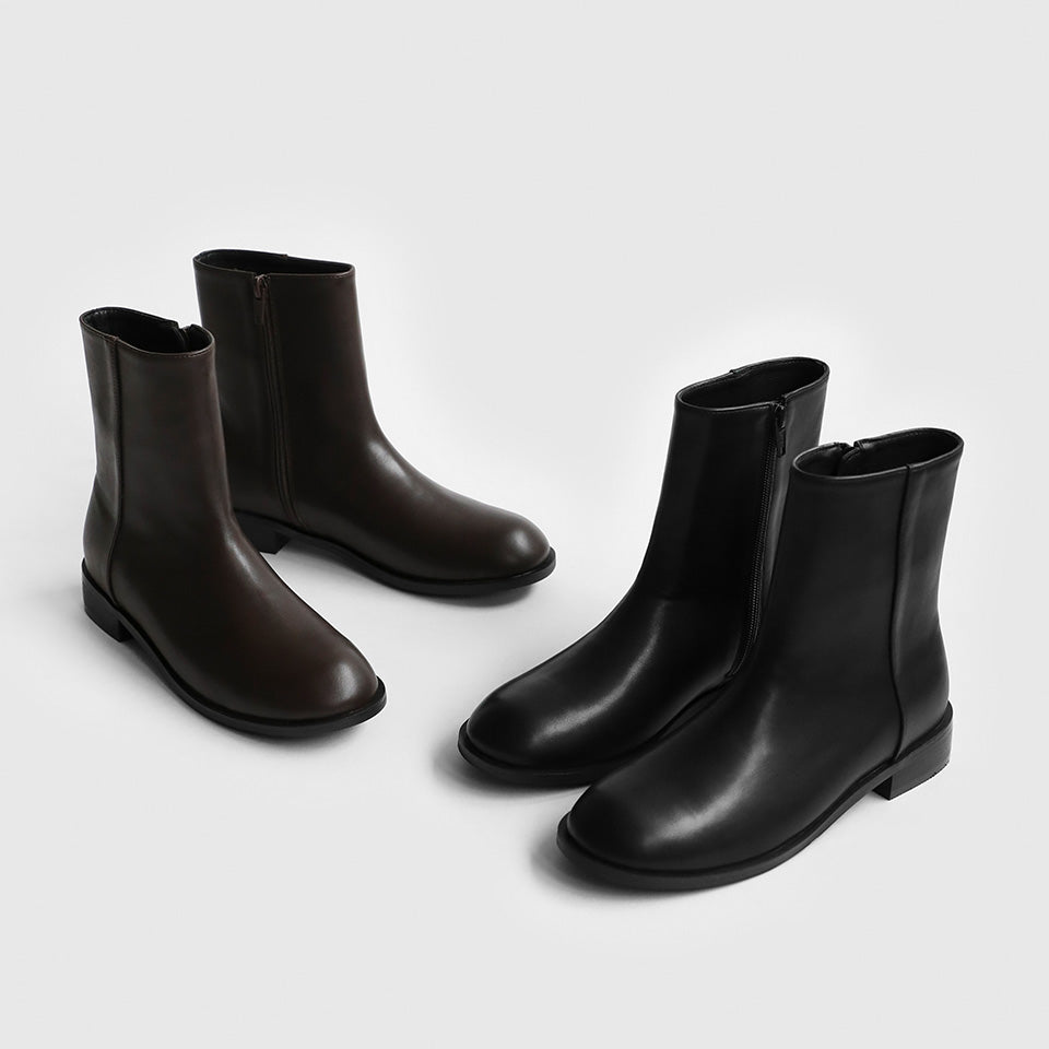 韓國 Sappun Madarin Round Ankle Boots (3cm)【AU055】