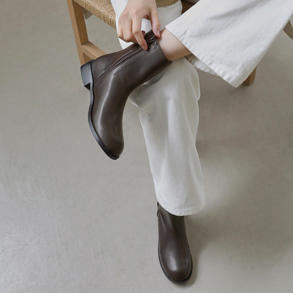 韓國 Sappun Madarin Round Ankle Boots (3cm)【AU055】