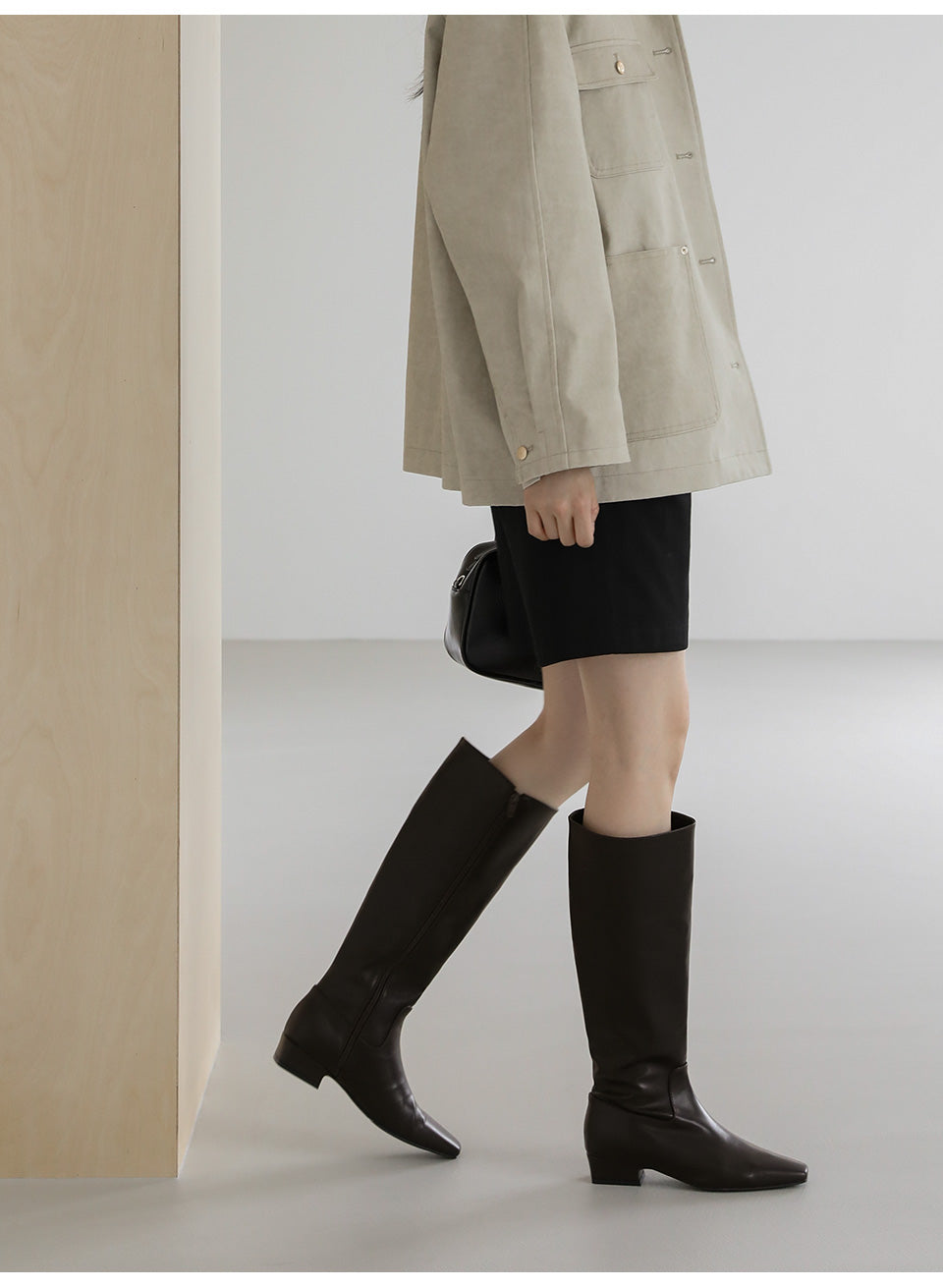 韓國 Sappun Mendena Square Long Boots (3cm)【AU063】