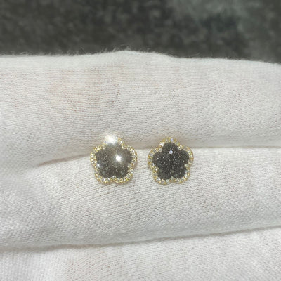 日本直送 黑之花鑽石耳釘【JG195】