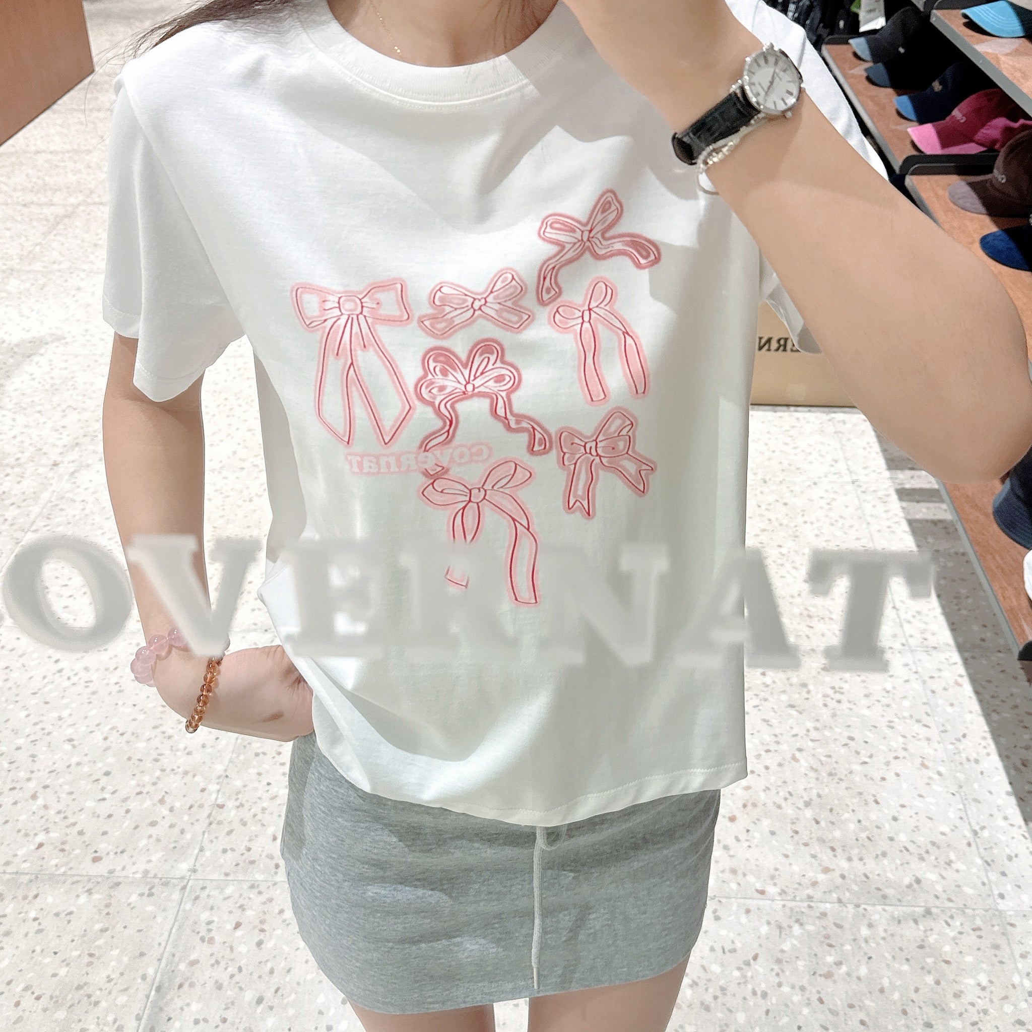 韓國 Covernat Women's Ribbon Graphic T-Shirt【CO052】