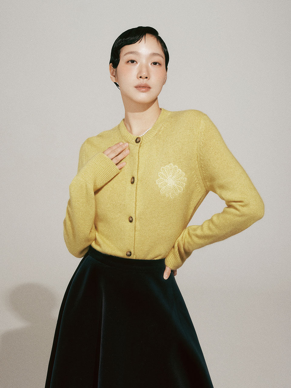 韓國 Mardi Mercredi Raccoon Blended Cardigan Round Neck【MM180】