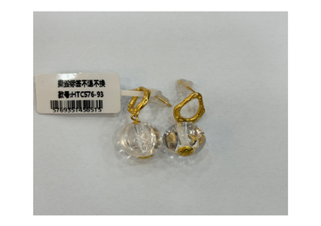 S925白水晶利姆利亞耳釘12mm+【SE488】