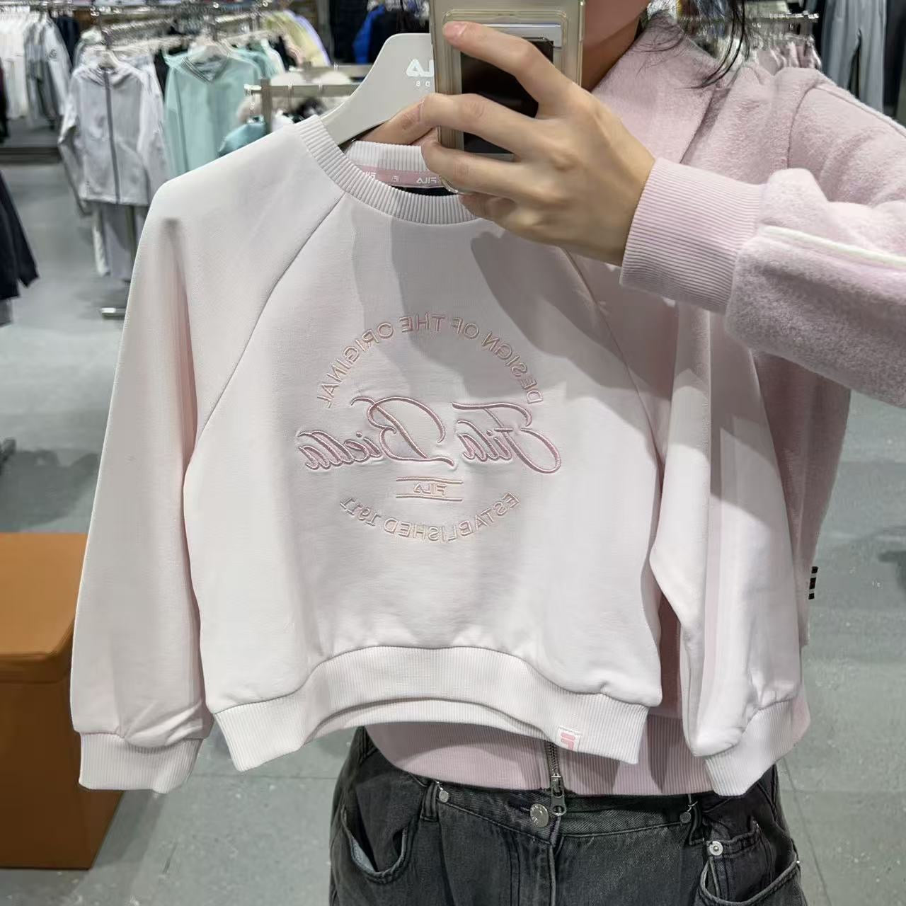 韓國 FILA Kids Logo Point Crop Sweatshirt【FA074】