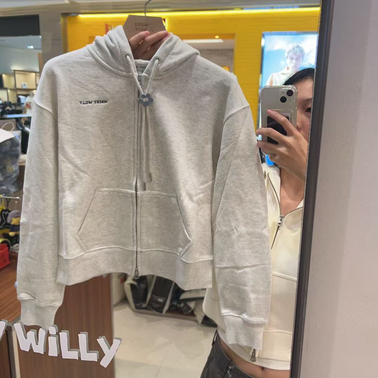 韓國 Wacky Willy Women's Typo Logo Crop Hoodie【WW026】