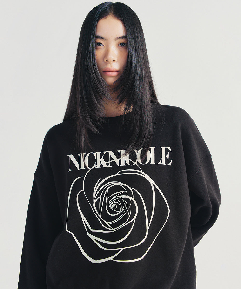 韓國 Nick Nicole Rose Printing Sweatshirt【NK009】