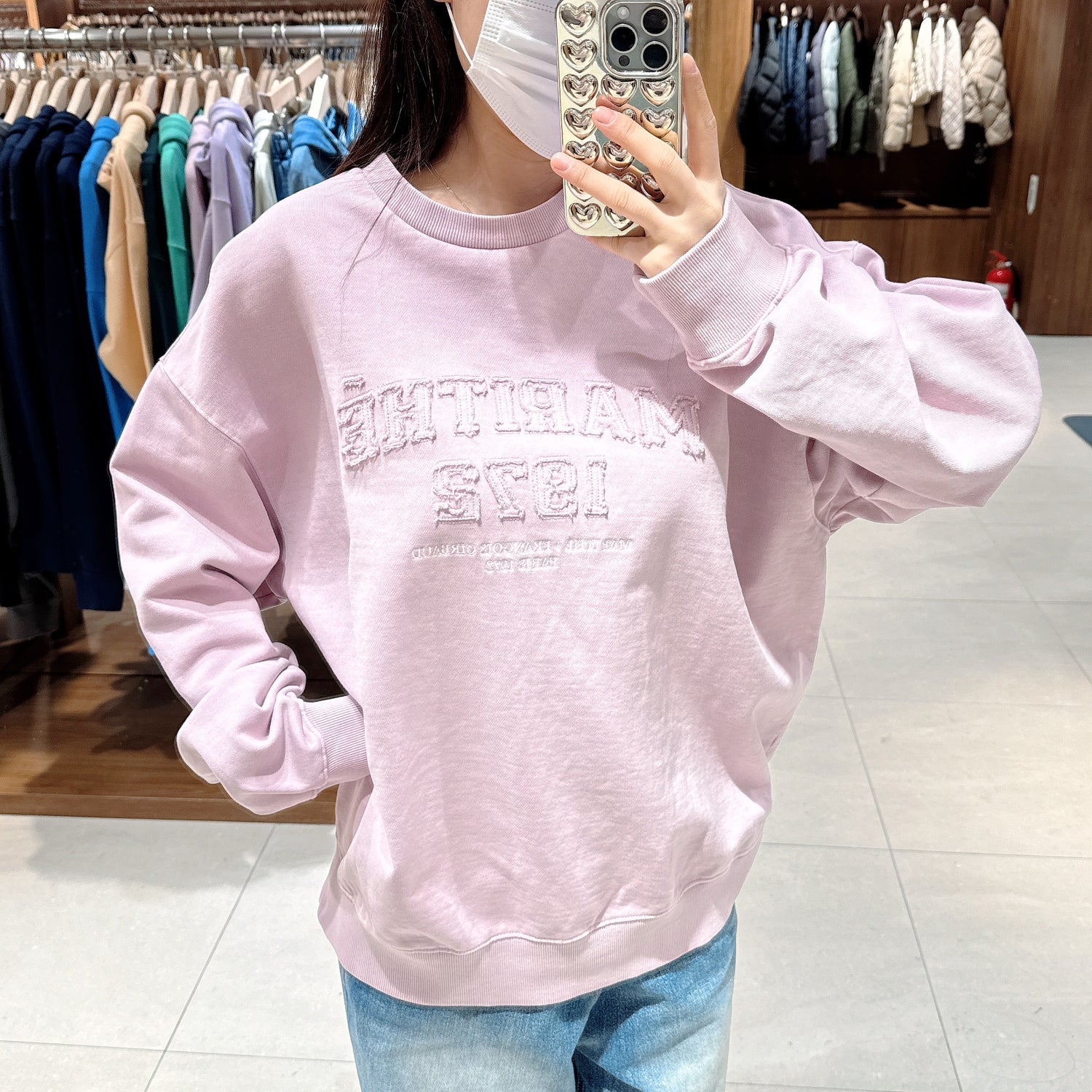 韓國 Marithe Francois Girbaud VINTAGE DYEING APPLIQUE LOGO OVER FIT SWEATSHIRT 【MF244】