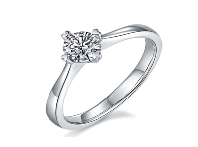 莫桑鑽 S925銀心心相印戒指0.5ct (有證書)【SM1069】