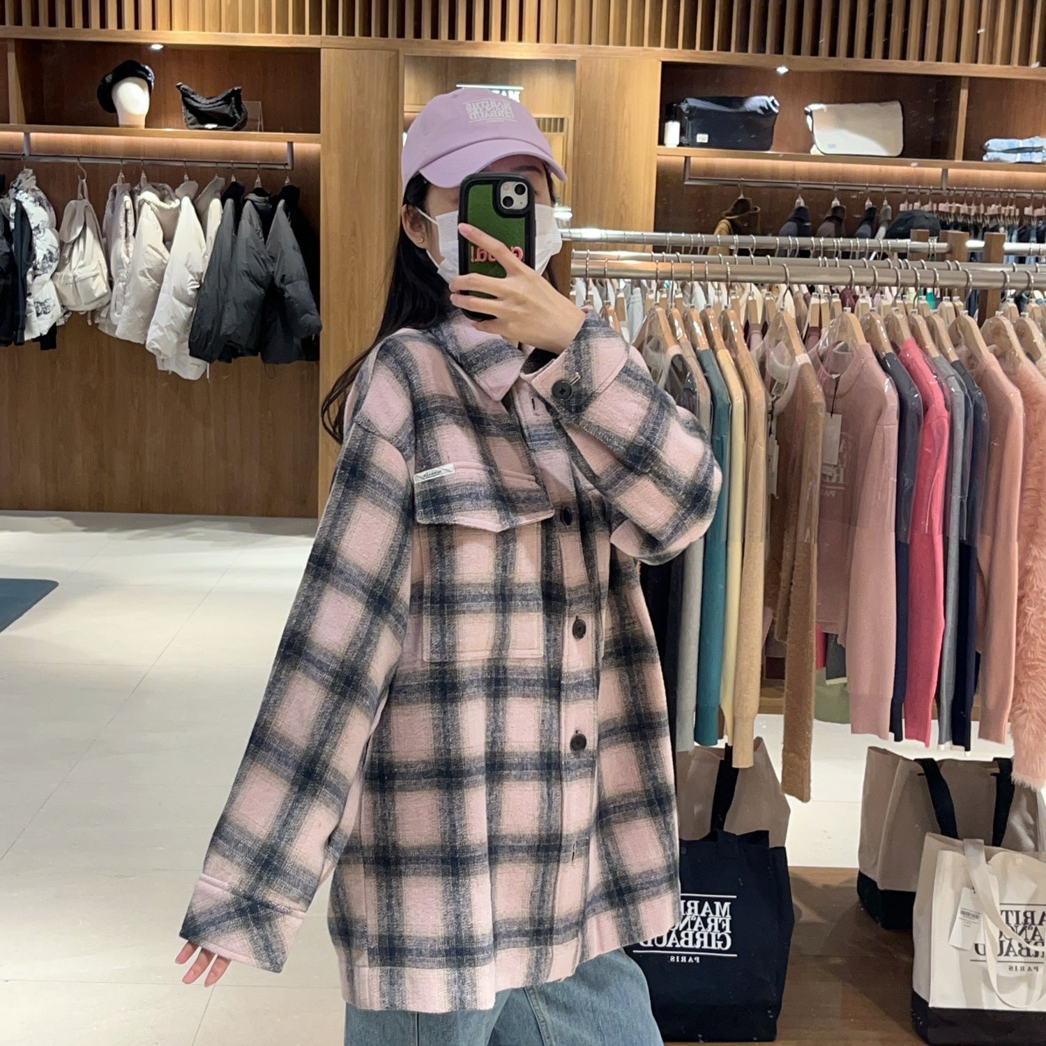 韓國 Marithe Francois Girbaud OVERSIZED CLASSIC CHECK SHIRT JACKET 【MF221】