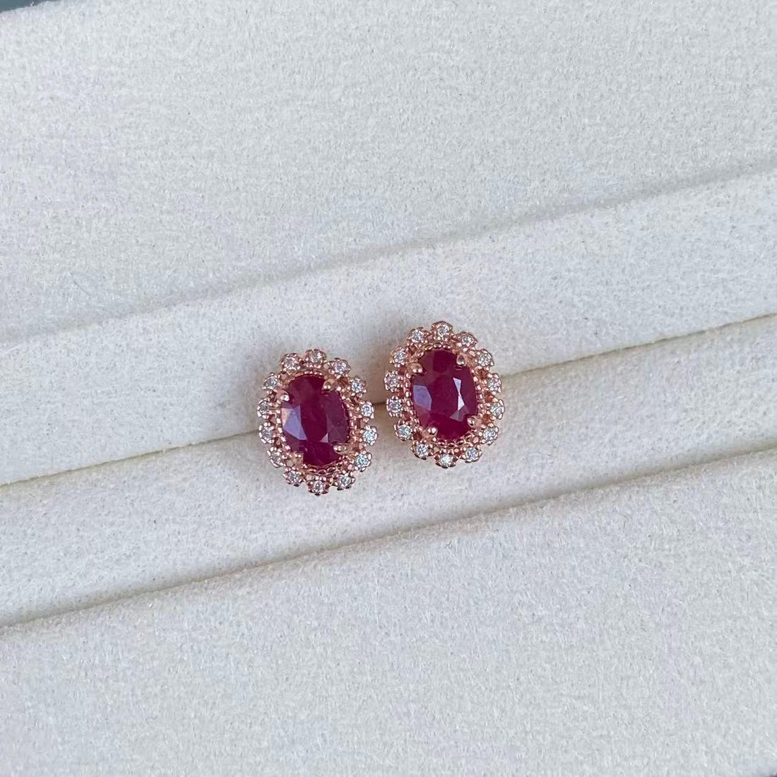 日本直送 天然紅寶石銀鑲耳飾【JS338】