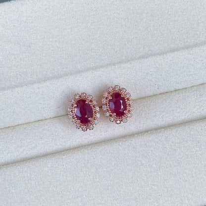 日本直送 天然紅寶石銀鑲耳飾【JS338】