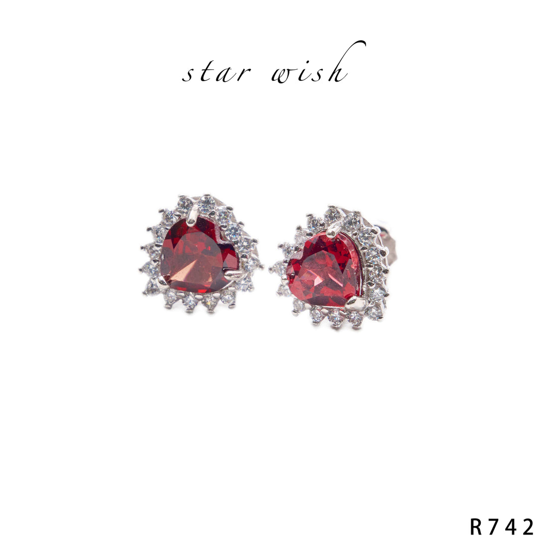 Star Wish S925銀 石榴石耳釘 R742【SS490】