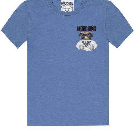 Moschino 刺繡墨鏡熊仔短袖 Tee (藍色) - STT Mall HK 靚太網購