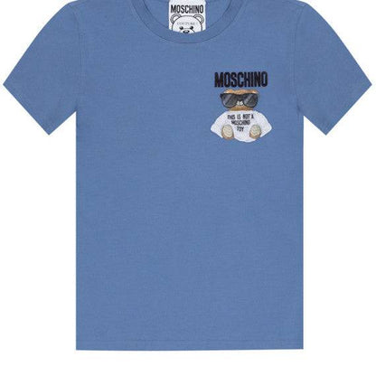 Moschino 刺繡墨鏡熊仔短袖 Tee (藍色) - STT Mall HK 靚太網購