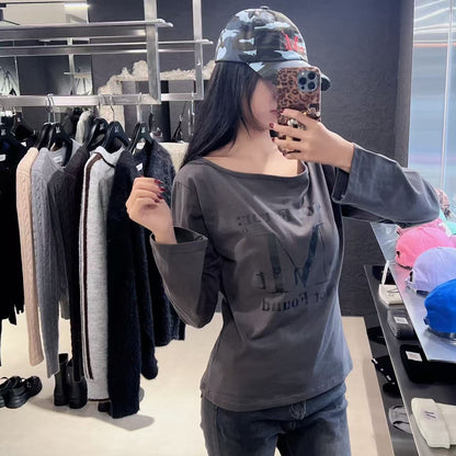 韓國 Mucent 404 Error Crack Logo One Shoulder Long Sleeve T-Shirt【MU130】