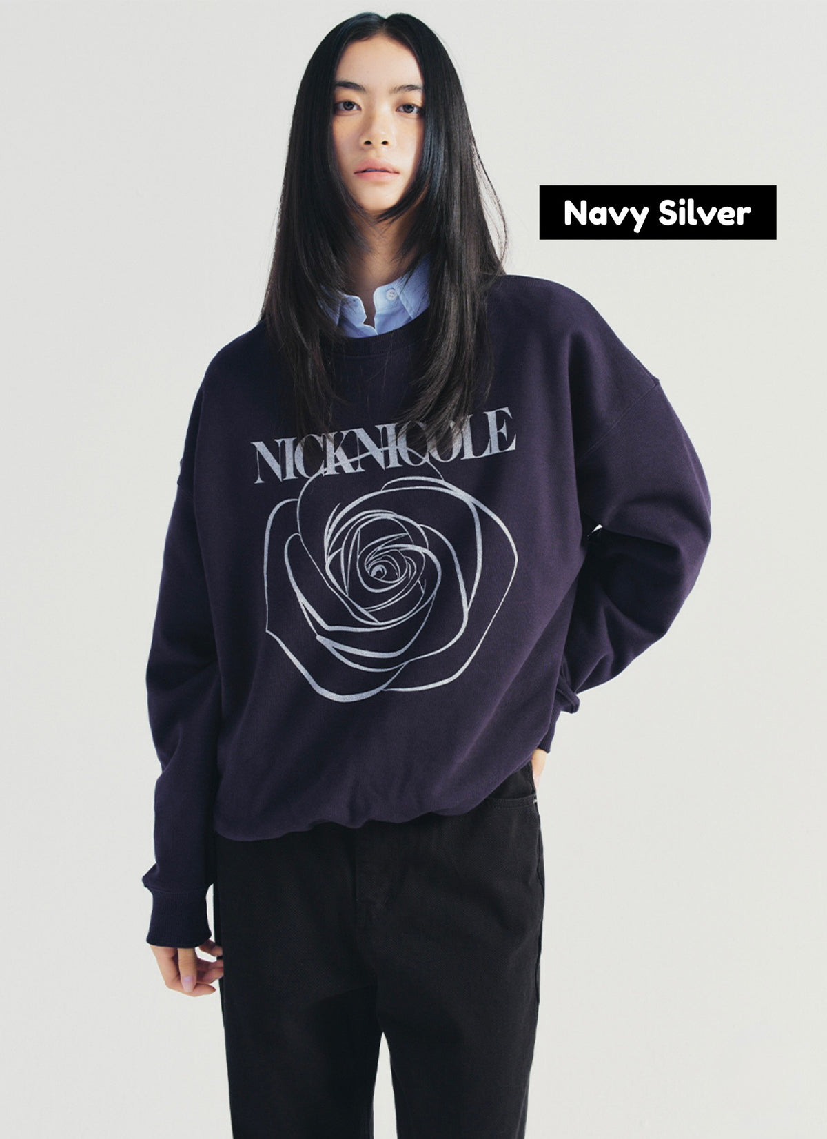 【現貨】韓國 Nick Nicole Rose Printing Sweatshirt【NN005】