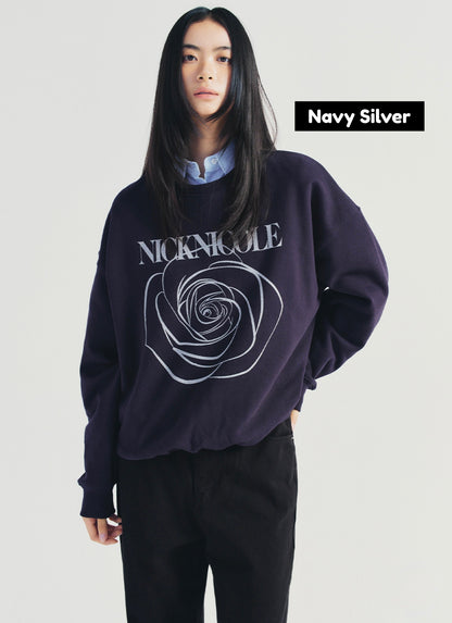 韓國 Nick Nicole Rose Printing Sweatshirt【NN005】