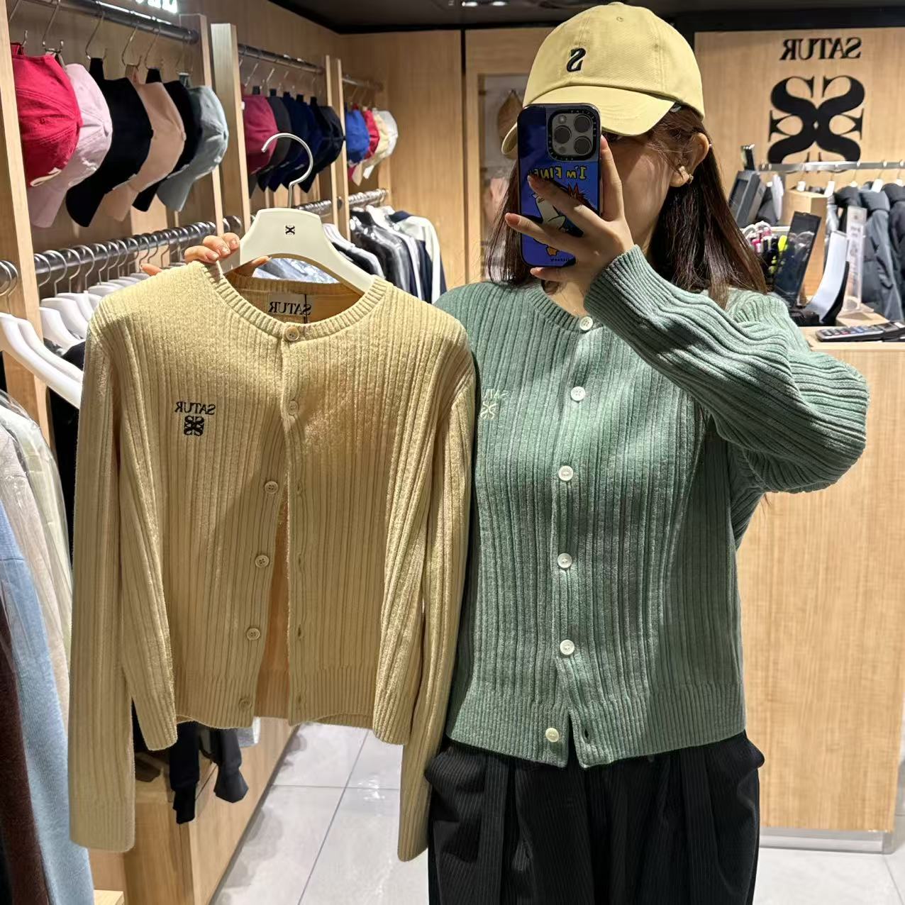 韓國 Satur Fleece Crew Neck Cardigan【SR178】