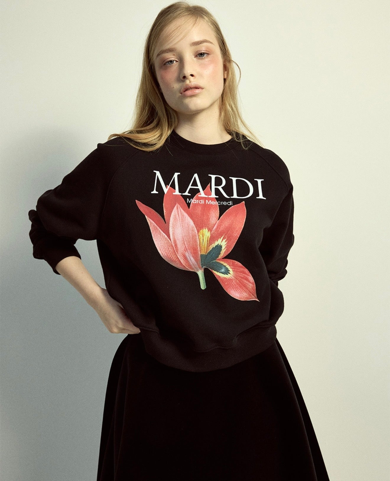 韓國 Mardi Mercredi Sweatshirt Raglan Lilies 03【MM212】