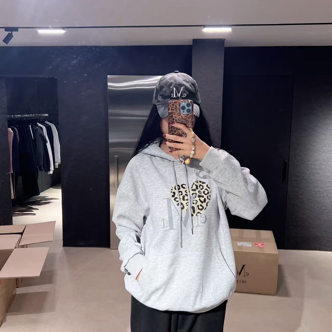 韓國 Mucent Sierra Leopard Heart Hood T【MU144】