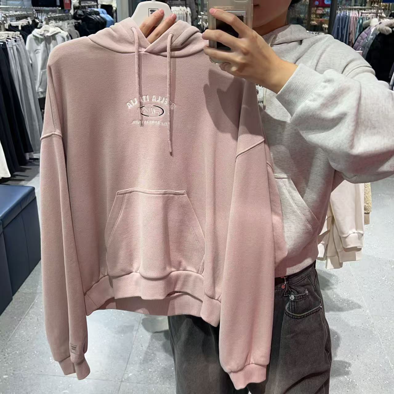 韓國 FILA Semi-Crop Small Logo Hoodie【FA049】