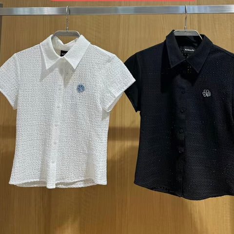 韓國 Mark Gonzales Women's Club Crochet Knit Short Sleeve Shirt【MG073】