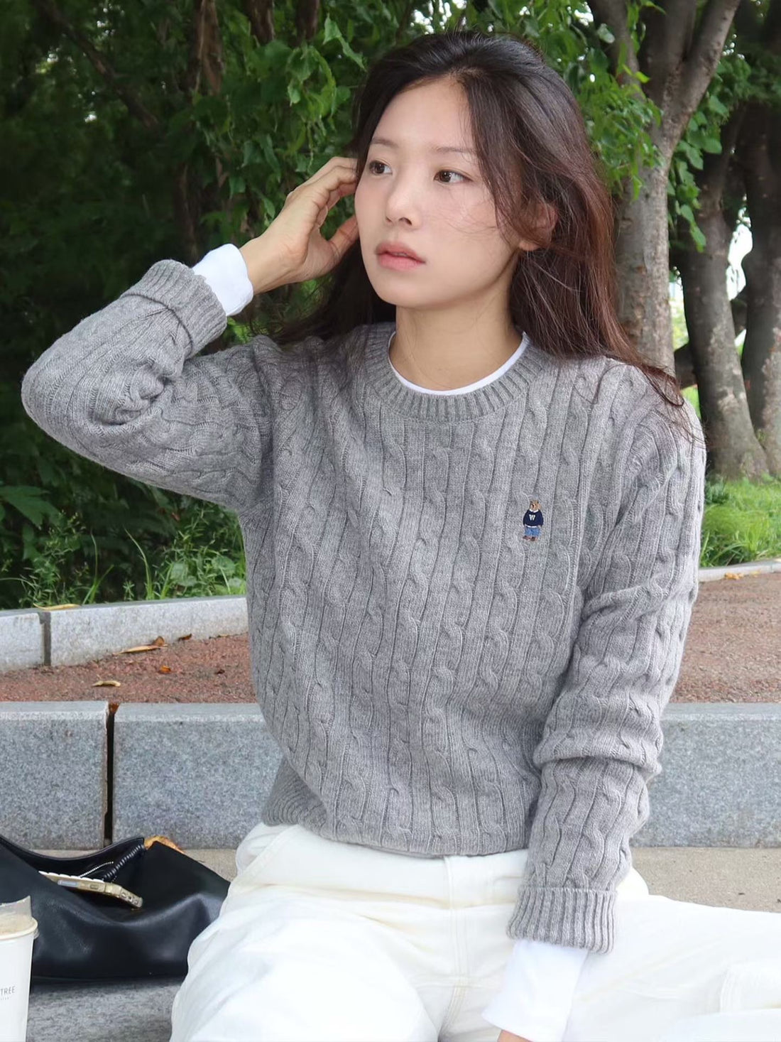 韓國 WhoAU Steve Cable R-neck Pull over【WA193】